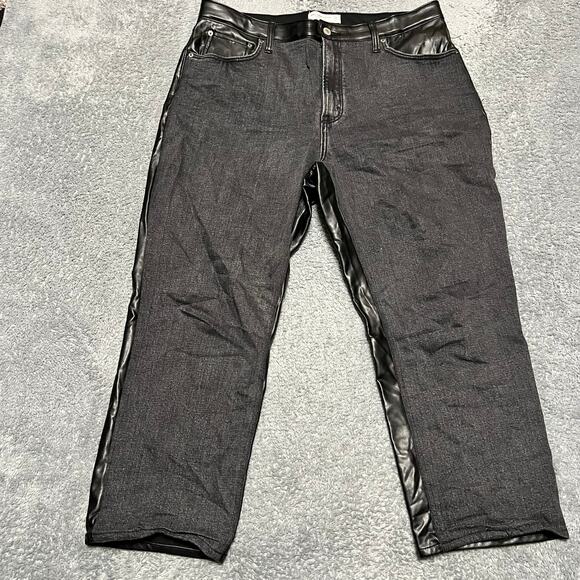 Abercrombie & Fitch Jeans Womens 33 /16 Ankle Straight Vegan Leather Ultra High - Picture 1 of 9